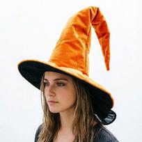 Velvet Plush Wizard Hat Wide Brim Curved Tip Tall Witch Hat  Cosplay Accessories