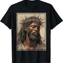 Black Jesus Shirt Face Of Jesus Cross With Crown Of Thorns Shirt shirt Unisex Unisex T-Shirt XXXXL