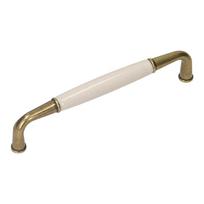 UP16 handle, antique gold, milk porcelain, 128mm