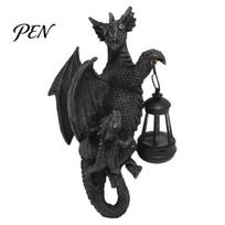 Gothic Yard Art Ornaments Solar Dragon Decor Tree Hugger Statue, Outdoor Garden Statue with LED Light for Patio Sculpture Balcony, Fantasy Figurine 1pc