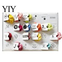 Cozy Wool Yarn Set Advent Calendar, 24 Days Christmas Countdown Calendar with Multi Knitting Box for Adults Color Chenille Yarn, Holiday Gift 1 Set gray