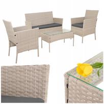 Sodo baldų komplektas Gardlov 26909: sofa, 2 krėslai, stalas su stiklu, ratanas