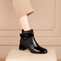 Women Ankle Boots Thick Heels Platform Short Boots Fashion Autumn Female Shoes Retro Belt Buckle Work Shoes 40