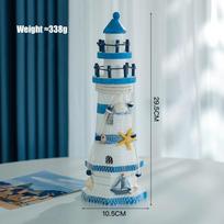 Sea Ornamental Lighthouse Wooden Seaside Ornament Home Decorative Lighthouse 30 centimeters