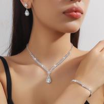 Luxury Bridal Jewelry Set: Women's Earrings, Necklace, and Bracelet Trio AVE