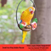 Budgerigar Hanging Ornament: Resin Bird Model on Iron Ring for Garden or Courtyard Decor