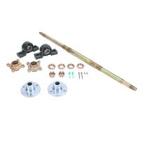 24inch Go Kart Rear Axle Kit 17 Teeth Rear Axle Flange Bearing Fixing Mounts Set for 50‑150CC ATVs Quads Drift Trikes gray