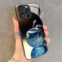 Gradiento krištolinio obuolio rašto grūdinto stiklo telefono dėklas, skirtas iPhone 17 16 15 14 13 12 11 Pro Max 17Air 16E 7 Plus XR XS X Dangtelis iPhone 14 Pro