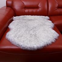 Modern Long Pile Plush White Faux Wool Rug - Perfect for Bedside, Living Room, or Sofa 50x80cm (One Round End)