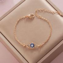 Bohemiška ovali mėlyna piktos akies apyrankė moterims, 18 karatų paauksuota Gyvybės medžio grandinėlės apyrankės, nauji maldos papuošalai 18k Gold color