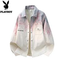 PLAYBOY Men's American Retro Tie-Dye Denim Jacket L