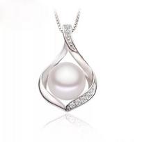 Real Natural Freshwater Black Pearl Pendant Women,Cute 925 Silver Pearl Necklace Mother Wife Birthday Gift White Pink gray