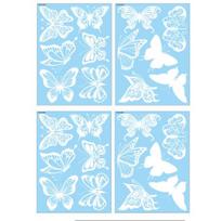 4 Sheets Anti Collision Window Clings White Bird Butterfly Leaf Shape Window B
