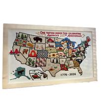 United States Map Cross Kit DIY Embroidery Set for Beginners and Adults Includes Printed Fabric and Thread 250th Anniversary Design 1776 2026 one size