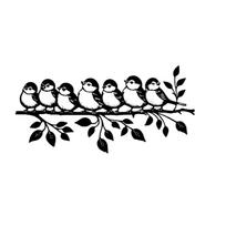 Metal Wall Art Silhouette Seven Birds Rusted Finish Iron Craft Decorative Hanging Sculpture for Indoor Outdoor Use one size