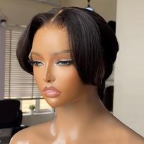 AIMEYA Black Short Wigs for Women Girls Pixie Cut Lace Front Wig Natural Looking 13x4 Tiwa Wig Daily Use Synthetic Hair Cosplay