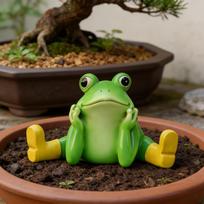 Outdoor Garden Frog Statue Resin Sitting Frog Figurine Decorative Lawn Ornament for Patio Yard Porch Home Accent One Size žalia