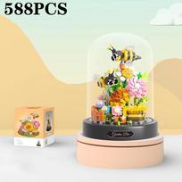 Bee Butterfly Flower Bonsai Building Blocks Insect Plant Potted Model Bricks With Dust Cover Educational DIY Toy Holiday Gift