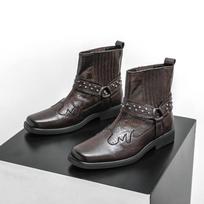 British Style Men's High-Top Leather Martin Boots - Large Size Autumn Formal & Casual Shoes 42