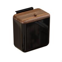 Sieninis šiukšliadėžė, taupanti vietą virtuvės šiukšliadėžė su dangčiu, kompaktiška butui, juoda Black Wall-mounted brown