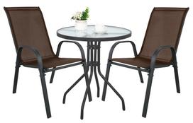 Island Round Table 60Cm + 2X Sofia Brown Chairs