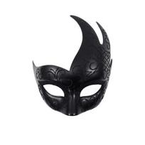 Painted Half Face with Curved Horns for Halloween Christmas Masquerade Party Decorations for Men Women One Size