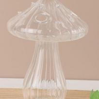 Nordic Style Borosilicate Glass Vase for Living Room - Conical, Small Mushroom Design for Dried Flowers