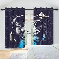2Pcs Cosmic Galaxy Planets Curtains Galaxy Whale Children Room Bedroom Window Decorations Room Blackout Thermal Insulated Drapes 53x115cm 2pcs