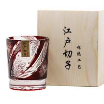 Jinzhi Japanese Edo cut glass engraved whiskey crystal glass wine glass Riwei cup gift box light luxury beige