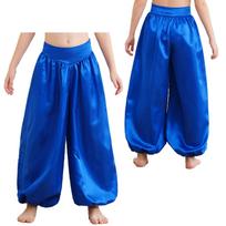 Kids Girls Satin Belly Pants Side Invisible Zipper Wide-Leg Dance Bloomers for Stage Performance Halloween Event Theme Party 5-6 Years