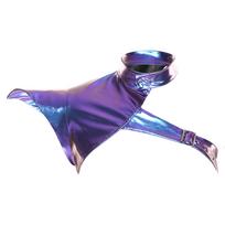 Womens Steampunk Armor Shrug Metallic Shiny Shoulder Design Fly Sleeve Adjustable Buckle Gothic Rave Shawl S mėlyna
