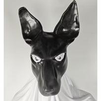 Black full-face jackal mask, made of natural rubber, masquerade mask. One size fits all adults