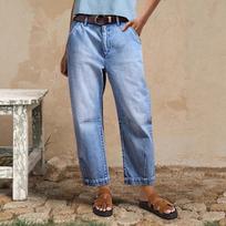 2026 Spring/Summer Women's Casual Fashion High-Waisted Wide-Leg Straight Denim Cropped Pants S