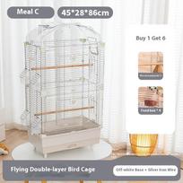 Large Castle Bird Cage for Parakeets Cockatiels Lovebirds Finches Metal Aviary with Perches and Feeders