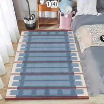 Rug Carpet Mat Non-Slip Blue Red Stripe Navajo Area Rug for Living Room Bedroom Kitchen Nursery Playroom Southwestern Home Decor 40X60cm
