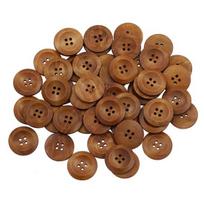 50Pcs Buttons 4 Holes Wooden Cloth Ornaments Round Decorative Button for Bag