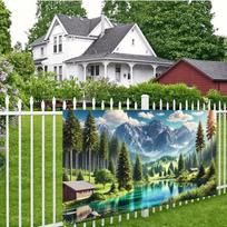 2D Serene Mountain Lake and Pine Forest Garden Background 47.2x31.5inch/120*80cm
