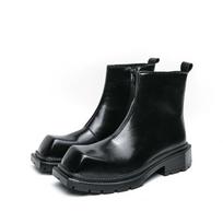Men's Square Toe Chelsea Boots - Fashionable Height-Increasing Leather Boots for Autumn/Winter with Thick Soles. 40
