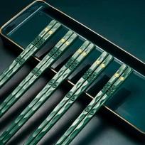 5 Pairs Japanese Chopsticks Sushi Sticks Chopsticks Reusable Alloy Chop Sticks Home Kitchen Tableware Tool Accessories gray
