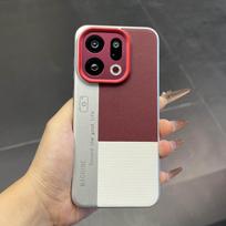 For OPPO Find X9 Pro Case Hard Fashion Three-color Striped Acrylic Anti-fall Camera Style Phone Cover For OPPO Find X9 Shell OPPO Find X9 Pro raudona