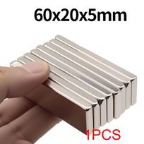 60x20x5mm Super stiprus neodimio magnetas N35 NdFeB nuolatinis magnetinis blokelis Galingi magnetai Šaldytuvo magnetas