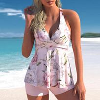 Plus Size Womens Two Piece Floral Tankini Tummy Control Retro Printed Swimwear Tank Top With Bottom Summer Beach Swimming Bathing Suit For Women S