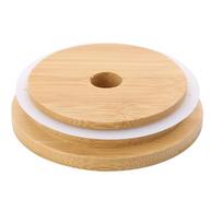 Wooden Jar Lids Bamboo Wood Wide Mouth Can Lids Mugs Cup Covers Mason Jar Lids Bottle Sealing Caps 70mm-1 pcs with hole