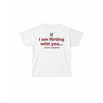 Funny 'If I'm Flirting with You Please Cooperate' Women's T-Shirt - Humorous Lettering Short Sleeve Round Neck Casual Top with Flirtation Request, 5XL įvairiaspalvis