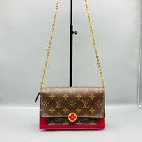 [Pre-Owned] Flore Flower Buckle Classic Monogram Coated Canvas With Calfskin Flower Chain Clutch Shoulder Crossbody Bag - Excellent #RJW9SG ONE SIZE
