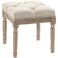 Living Room Footstool with Tufted Seat and Carved Wooden Legs Vintage Style for Bedroom 40x40x43 cm Beige 40 x 40 x 43 cm smėlis