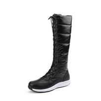 Waterproof Winter Snow Boots Womens 2024  Knee High Boots Warm Thick Wedges Shoes Real Leather Patchwork Down Casual botas 35