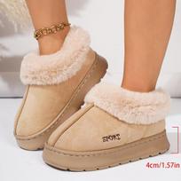 Anti-slip Thick Plush Snow Boots Women Faux Suede Platform Fur Winter Boots Woman Slip on Warm Cotton Padded Shoes Female 36-37