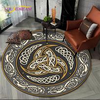 Viking Valknut Yggdrasil Tree of Life Round Area Rug,Carpet Rug for Living Room Bedroom Sofa Playroom Decor,Non-slip Floor Mat Diameter 60cm(23in)