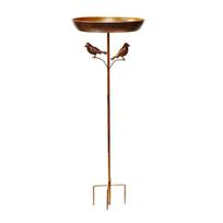Garden Bird Bath with Antique Finish Metal Construction Perfect for Attracting Birds to Your Yard 1